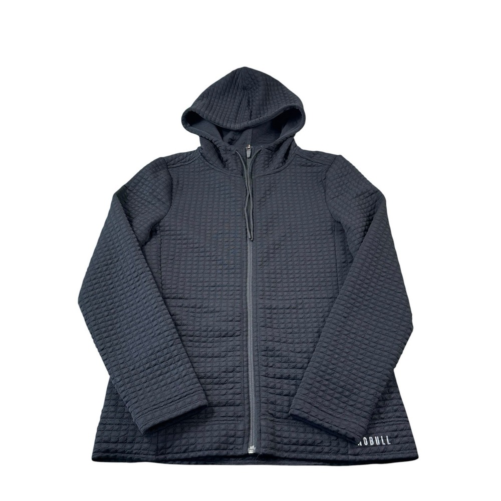NOBULL Black Waffle Knit Full Zip‎ Hooded Men's Jacket Size Small